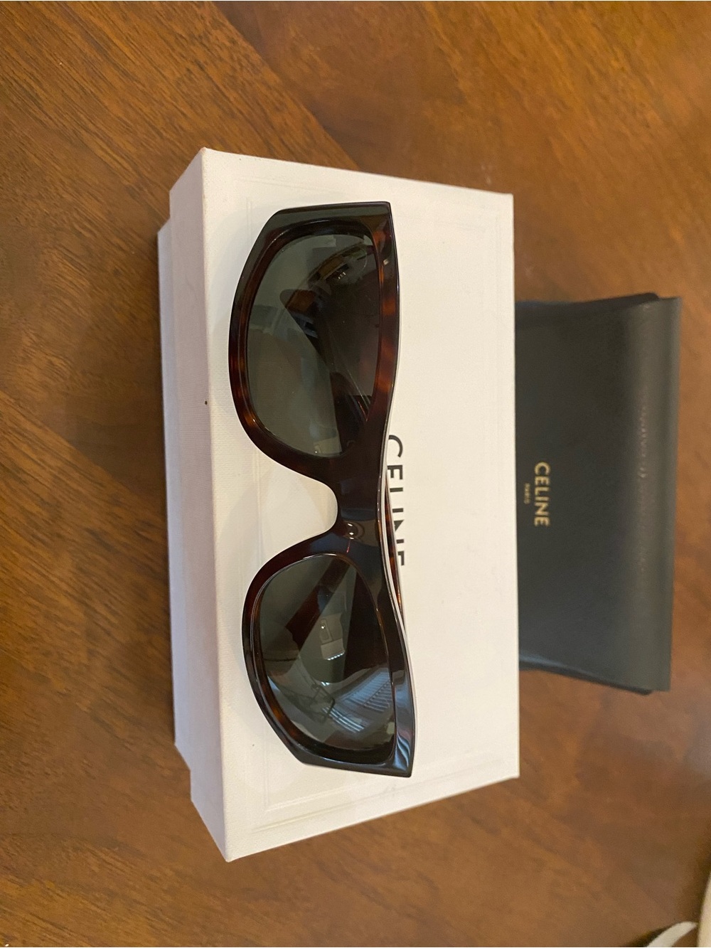 Celine Tortoise Shell Cat Eye Sunglasses with Dark Lenses